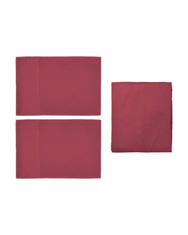 سرویس ملحفه دو نفره 3 تکه زرشکی مانیکا هوم Monica Home میکروپلاس مدل SIMPLE
