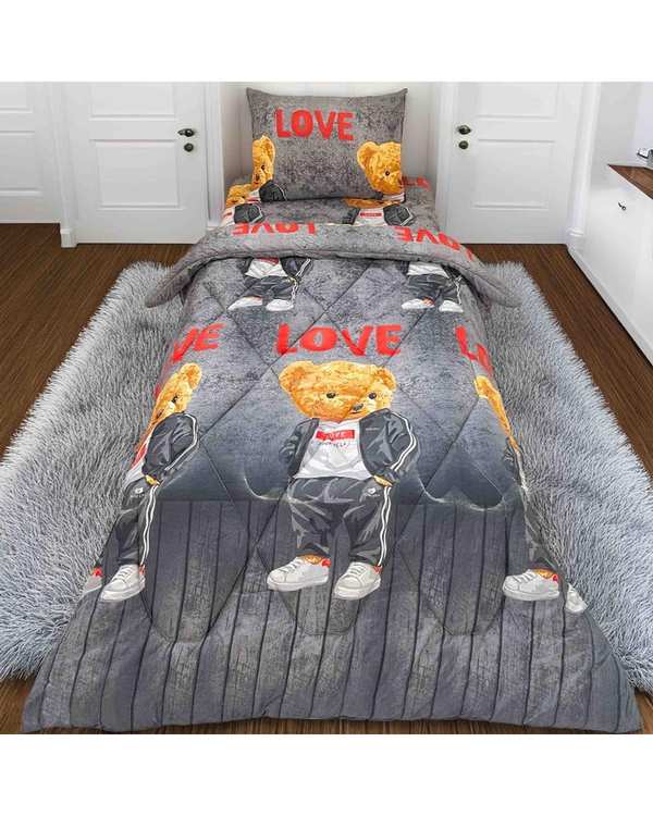 سرویس خواب یک نفره 3 تکه طوسی تیره مانیکا هوم Monica Home مدل لئو