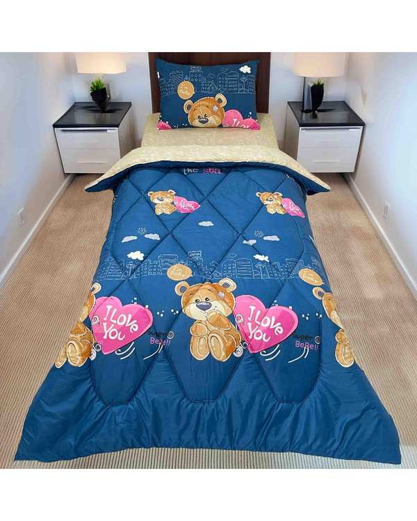سرویس خواب یک نفره 3 تکه آبی تیره مانیکا هوم Monica Home مدل دال 7