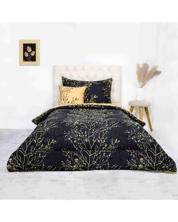 سرویس خواب یک نفره 4 تکه مشکی مانیکا هوم Monica Home مدل Ada Gold