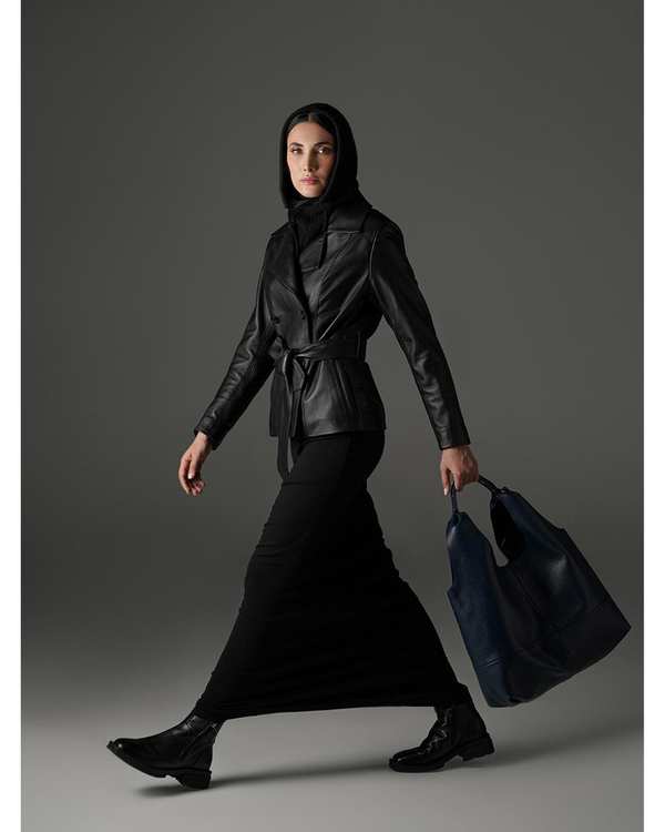 کیف چرم دوشی زنانه سرمه ای نوین چرم Novin Leather مدل ساحل LHB4369 - تصویر 6