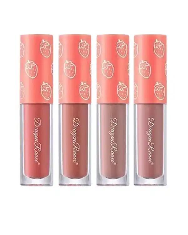 رژ لب مایع مات دراگون رانی Dragon Ranee مدل Strawberry بسته 4 عددی