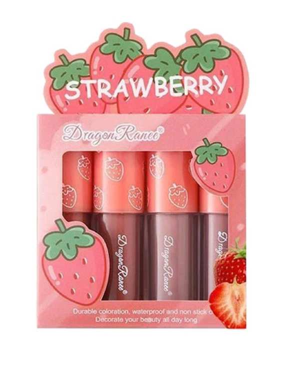 رژ لب مایع مات دراگون رانی Dragon Ranee مدل Strawberry بسته 4 عددی - تصویر 2