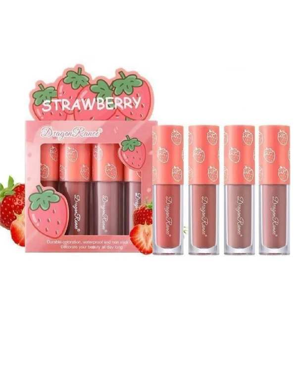 رژ لب مایع مات دراگون رانی Dragon Ranee مدل Strawberry بسته 4 عددی - تصویر 3
