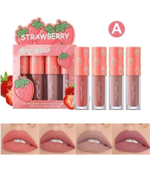 رژ لب مایع مات دراگون رانی Dragon Ranee مدل Strawberry بسته 4 عددی - تصویر 4