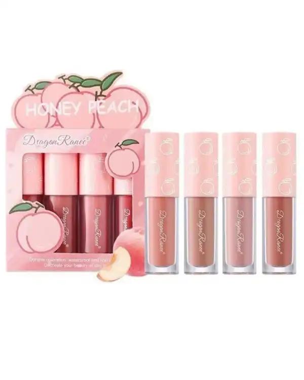 رژ لب مایع مات دراگون رانی Dragon Ranee مدل Peach بسته 4 عددی