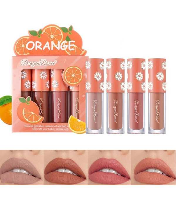 رژ لب مایع مات دراگون رانی Dragon Ranee مدل Orange بسته 4 عددی - تصویر 4