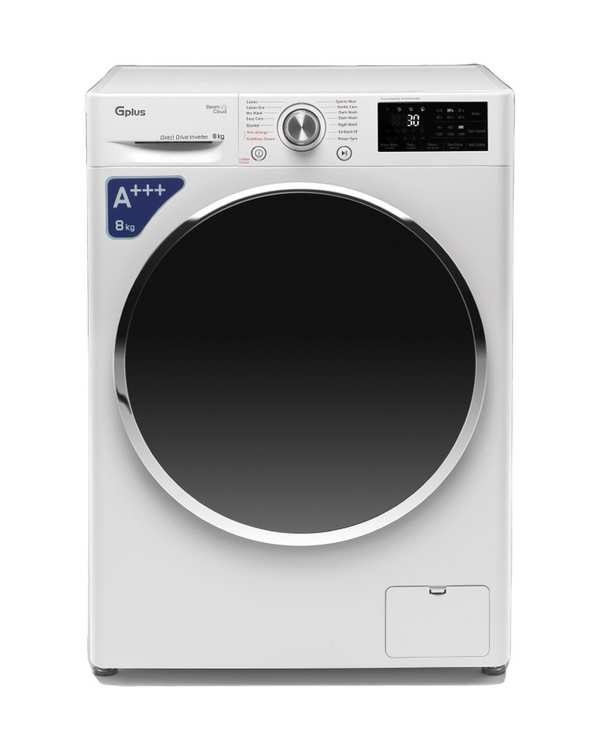 ماشین لباسشویی سفید جی پلاس Gplus مدل GWM-R808W.KT ظرفیت 8 کیلوگرم