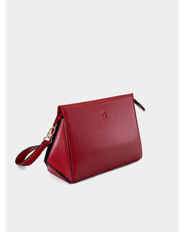 کیف دوشی چرم زنانه قرمز مشکی نوین چرم Novin Leather مدل ناروین LHB5051 - تصویر 3