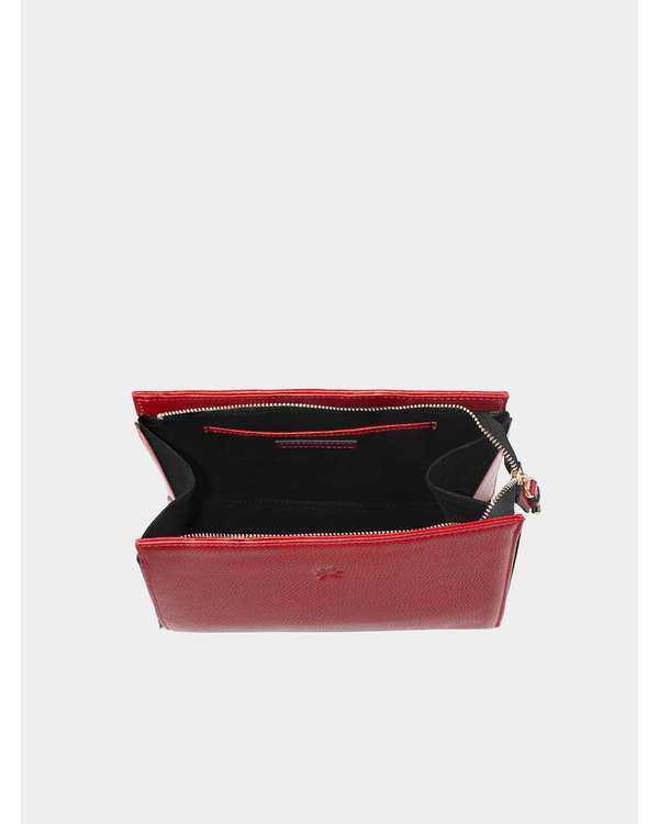 کیف دوشی چرم زنانه قرمز مشکی نوین چرم Novin Leather مدل ناروین LHB5051 - تصویر 4