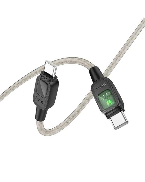 کابل شارژ 60 وات USB-C به USB-C خاکستری هوکو Hoco مدل U124 طول 1.2 متر