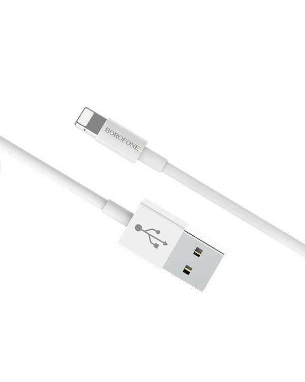 کابل شارژ سفید بروفون Borofone مدل BX22 با سری لایتنینگ (Lightning)