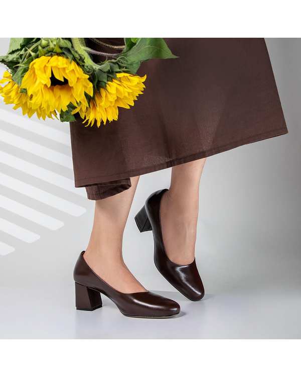 کفش پاشنه بلند چرم زنانه قهوه ای برتونیکس Berttonix کد 451-882 - تصویر 8