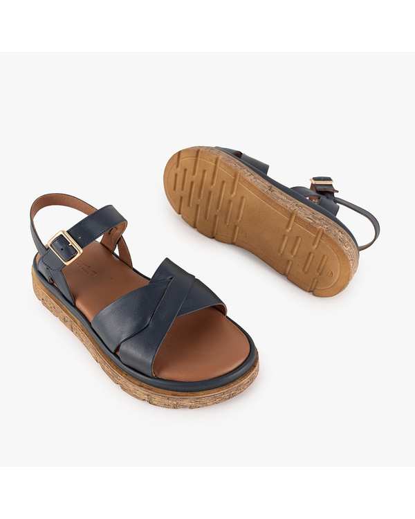 صندل چرم زنانه طبی سرمه ای برتونیکس Berttonix کد 401-W - تصویر 4