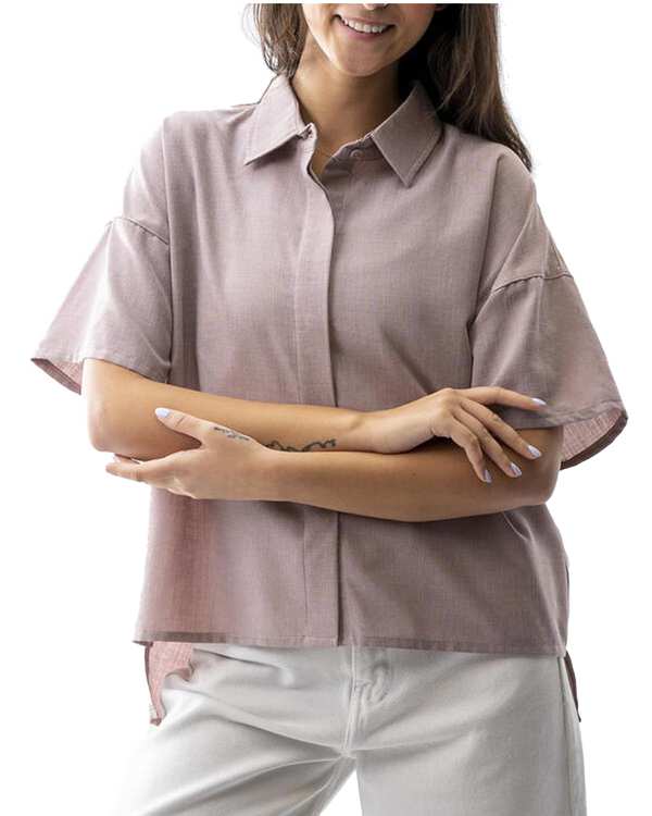 شومیز زنانه آستین کوتاه صورتی چرک آر ان اس RNS کد 11272603