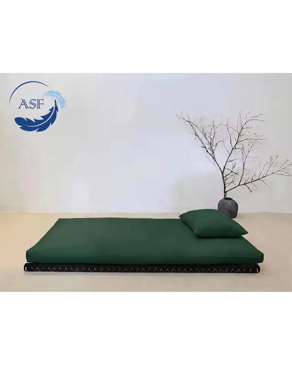 کاور دو نفره به همراه روبالشی سبز تیره ای اس اف ASF مناسب تشک سنتی ژاپنی مدل KUMO LITE سایز 160