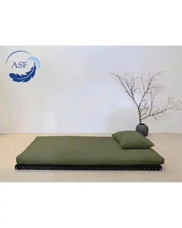 کاور دو نفره به همراه روبالشی سبز ارتشی ای اس اف ASF مناسب تشک سنتی ژاپنی مدل KUMO LITE سایز 180
