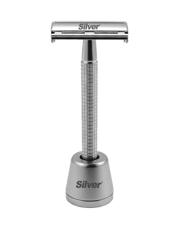 خودتراش مردانه سیلور Silver مدل سیفتی ریزر پروانه ای به همراه پایه