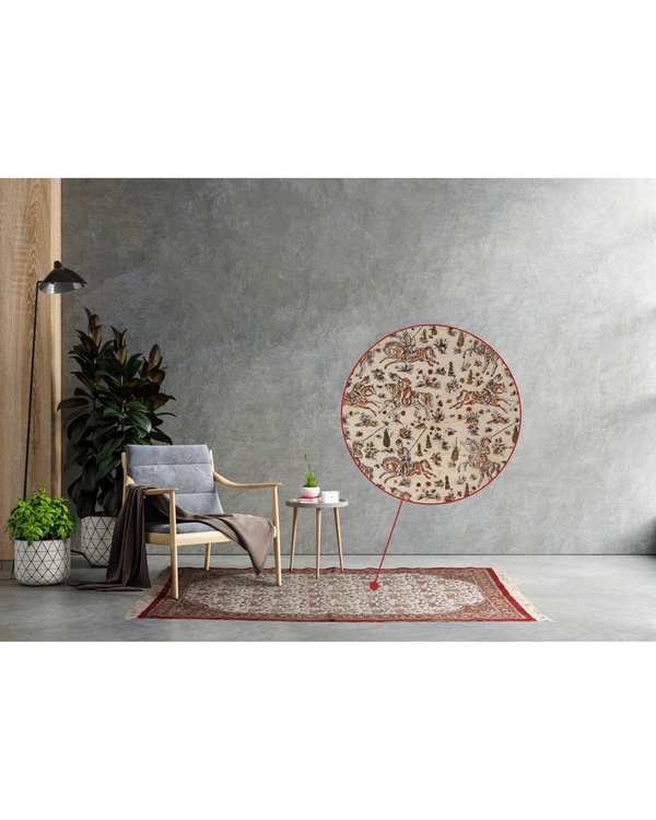 زیلو قلمکار فرانام Faranam مدل چوگان سایز 150×100 سانتی متر