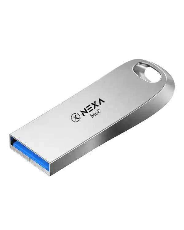 فلش مموری نقره ای نکسا NEXA مدل LUXE ظرفیت 64 گیگابایت با رابط USB 3.0