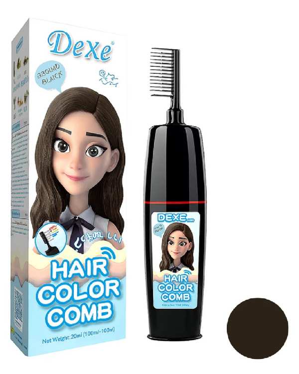 کیت شامپو رنگ مو شانه دار دکسی Dexe مدل Comb حجم 200 میلی لیتر رنگ قهوه ای تیره