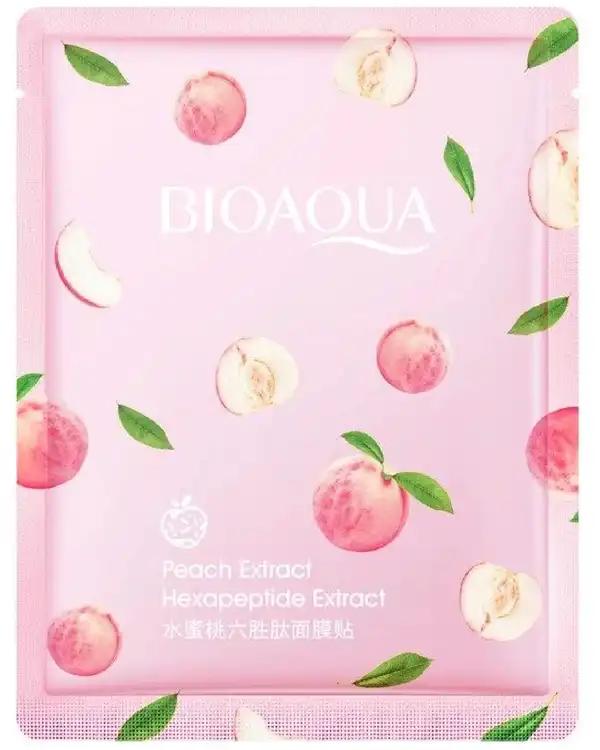 ماسک صورت ورقه ای هلو بایو آکوا BIOAQUA مدل درخشان کننده و آبرسان وزن 25 گرم