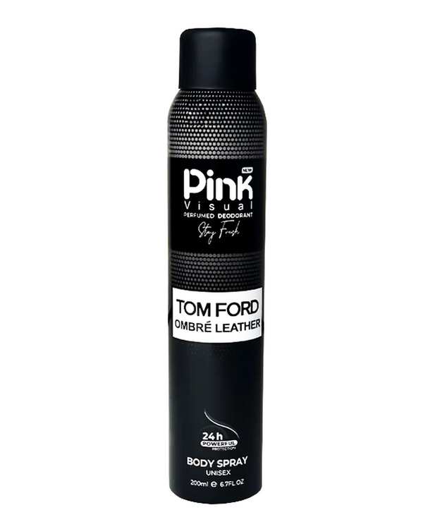 اسپری بدن پینک ویژوال Pink Visual مدل تام فورد امبر لدر Tom Ford Ombre Leather حجم 200 میلی لیتر