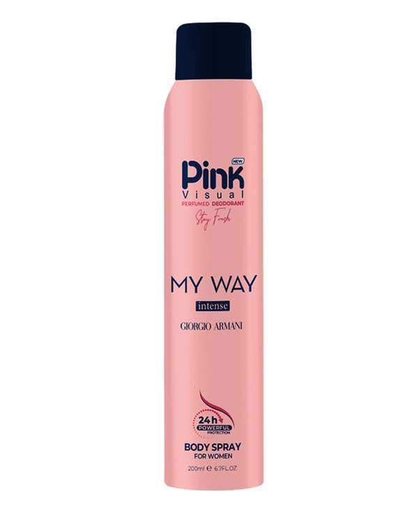 اسپری بدن زنانه پینک ویژوال Pink Visual مدل جورجیو آرمانی مای وی اینتنس Giorgio Armani My Way Intense حجم 200 میلی لیتر