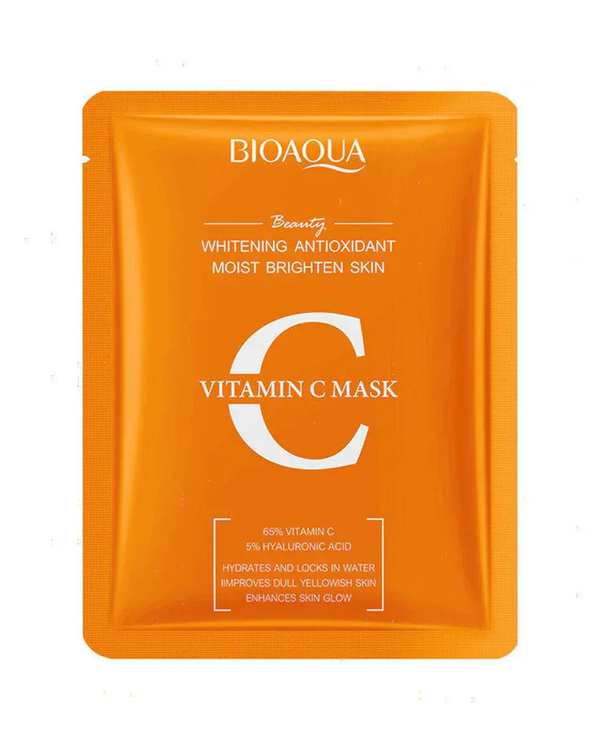 ماسک ورقه ای ضد چروک و جوان کننده صورت بیوآکوا Bioaqua حاوی عصاره پرتقال vitamin C وزن 25 گرم
