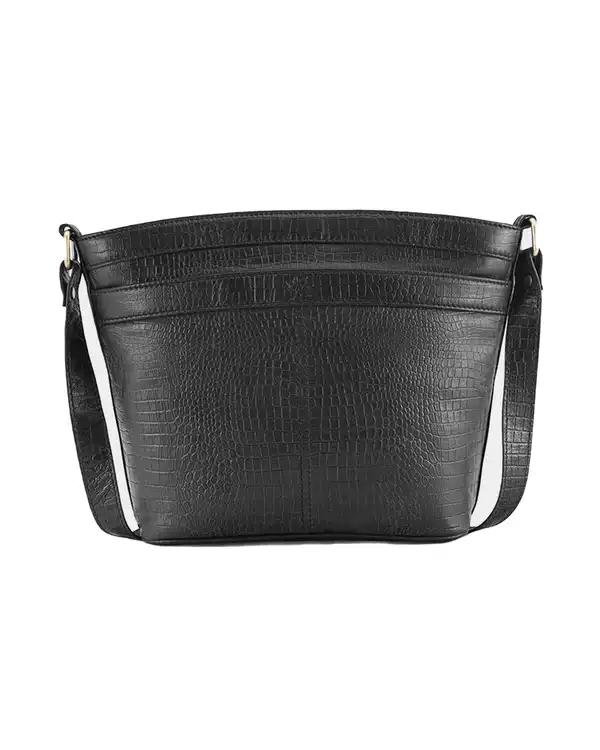 کیف دوشی چرم زنانه مشکی نوین چرم Novin Leather مدل خورشید کد LHB4359