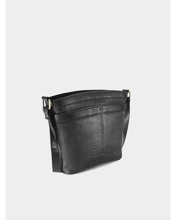 کیف دوشی چرم زنانه مشکی نوین چرم Novin Leather مدل خورشید کد LHB4359 - تصویر 3