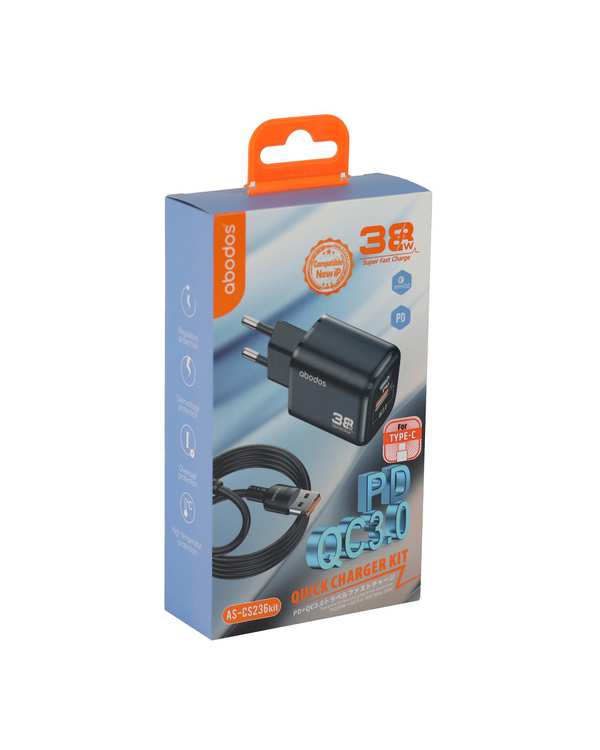 شارژر دیواری مشکی آبادوس Abodos مدل AS-CS236KIT به همراه کابل Type-c - تصویر 7