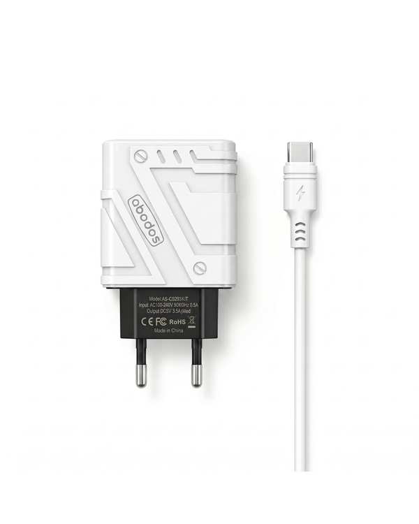 شارژر دیواری سفید آبادوس Abodos مدل AS-CS293KIT به همراه کابل Type-c