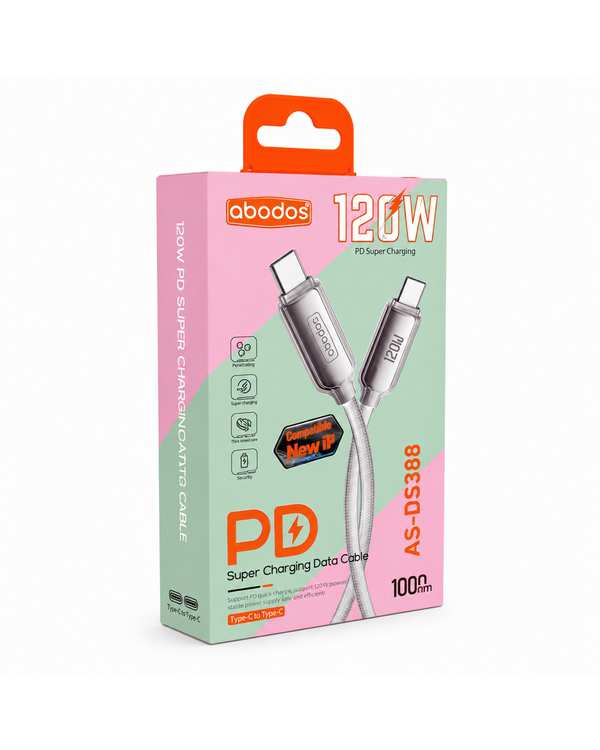 کابل شارژ Type-c به Type-c سفید آبادوس Abodos مدل AS-DS388 - تصویر 4