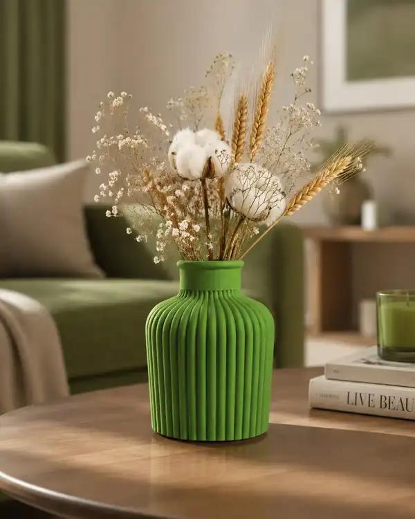 گلدان رومیزی دکوری سبز سیوانو Sivano مدل ماهور سایز بزرگ