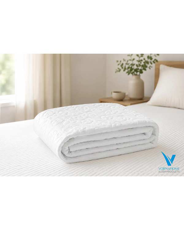 محافظ تشک دو نفره سایز 140×200 کتان ضد آب سفید ورنا هوم Vornahome - تصویر 2