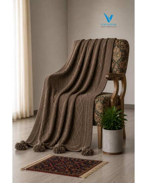 شال مبل سایز 180×140 قهوه ای ورنا هوم Vornahome طرح دیانا