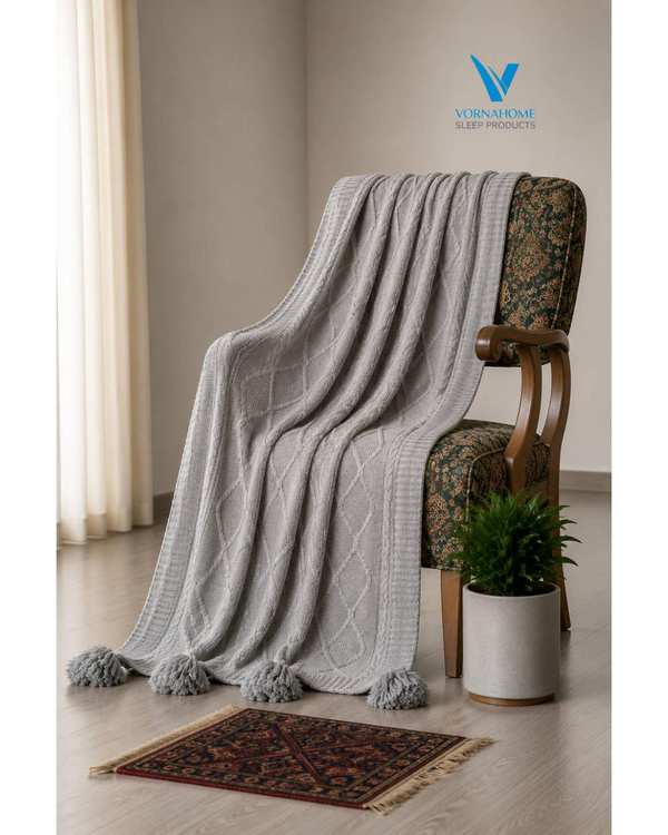 شال مبل سایز 180×140طوسی روشن ورنا هوم Vornahome طرح دیانا
