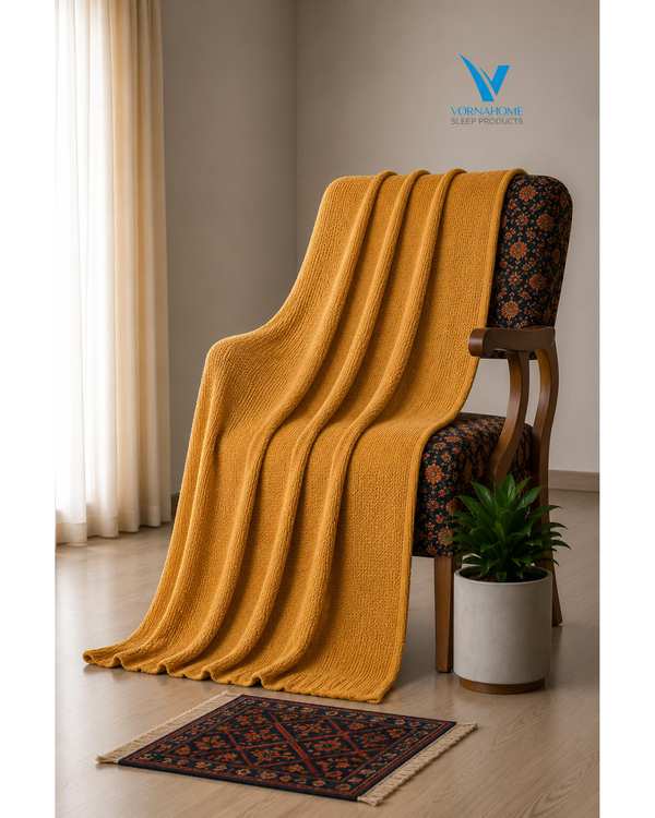 شال مبل سایز 180×140 خردلی ورنا هوم Vornahome طرح کلاسیک