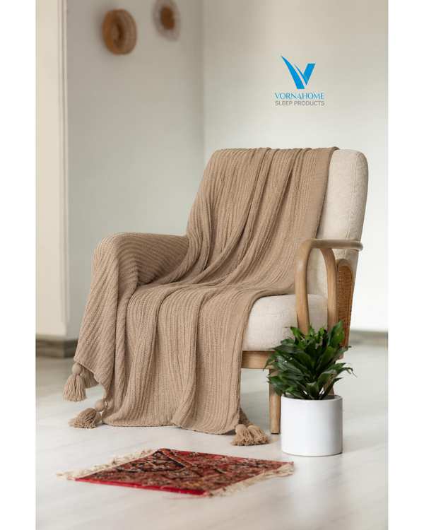 شال مبل سایز 180×140 نسکافه ای ورنا هوم Vornahome طرح پیکه