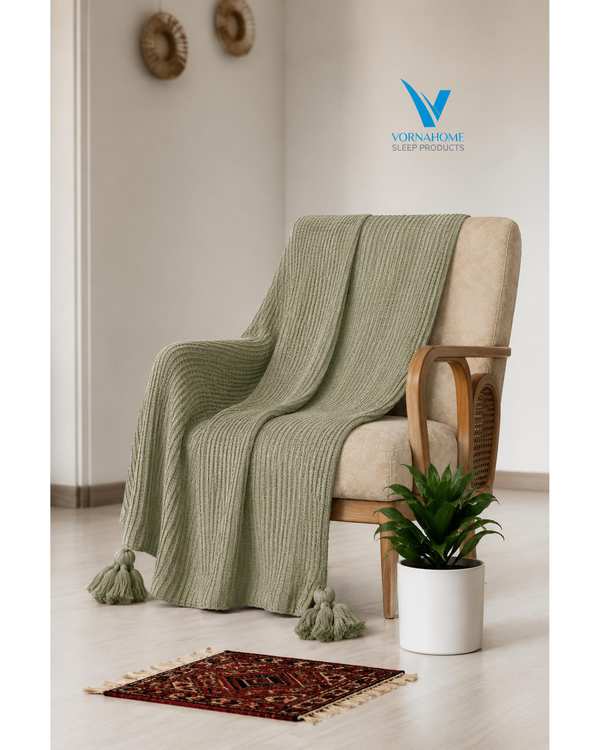 شال مبل سایز 180×140 سبز آووکادویی ورنا هوم Vornahome طرح پیکه