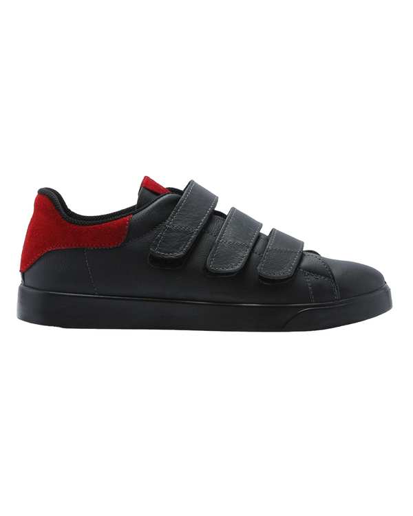 کفش چرم زنانه مشکی قرمز اورز OREZ مدل MIA VELCRO کد WCK218