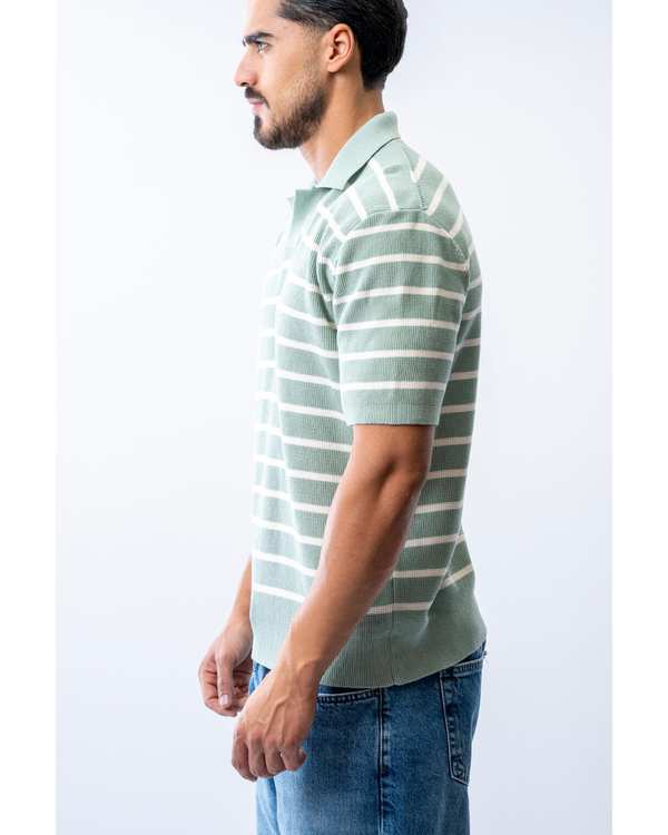 پولوشرت بافت مردانه سبز راه راه آر ان اس RNS کد 12022824 - تصویر 2