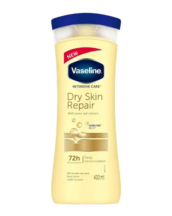 لوسیون ترمیم کننده پوست بدن وازلین Vaseline مدل Dry Skin Repair مناسب پوست خشک حجم 400ml