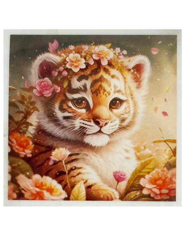 بازی آموزشی تابلو نقاشی الماسی بزرگسال پنج بعدی 5D diamond painting مدل cute little tiger