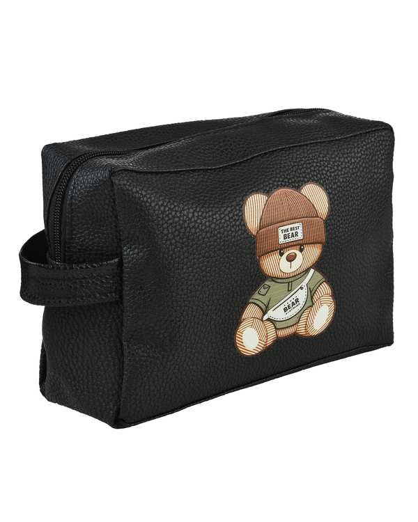 کیف لوازم آرایشی مشکی طرح THE BEST BEAR - تصویر 2