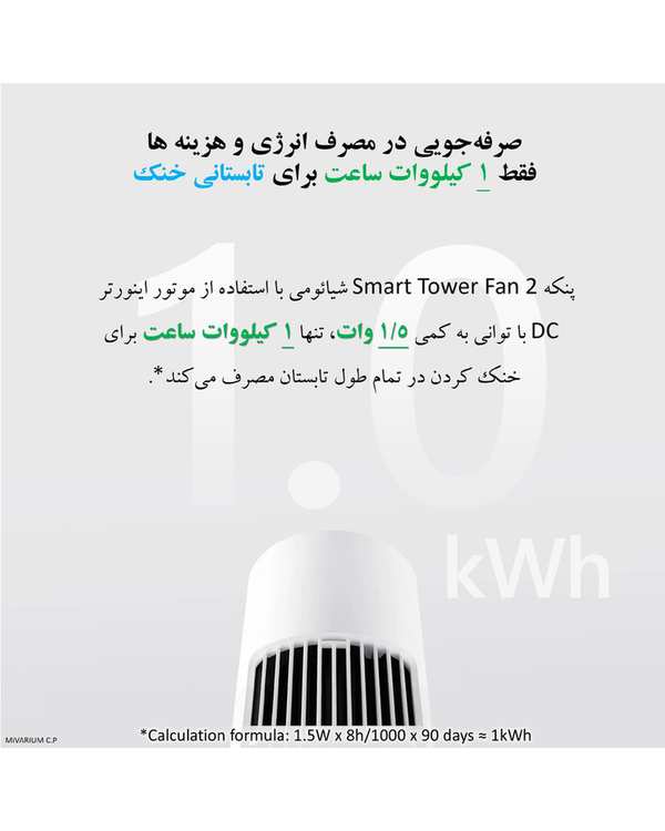 پنکه ایستاده سفید شیائومی Xiaomi مدل Smart Tower Fan 2 - تصویر 22