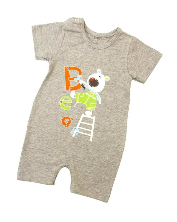 سرهمی شورتی نوزادی طوسی کیدز پرو Kids pro طرح Bear