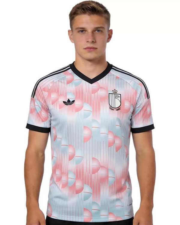ست تیشرت و شلوارک ورزشی مردانه سفید پانیل Panil مدل بلژیک Away 2026 - تصویر 3
