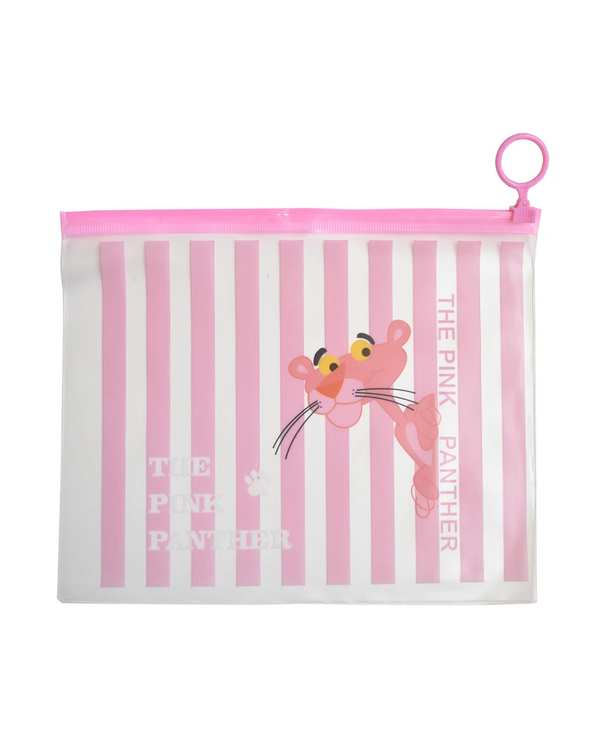 پوشه طلقی زیپ دار سایز A5 طرح پلنگ صورتی Pink Panter